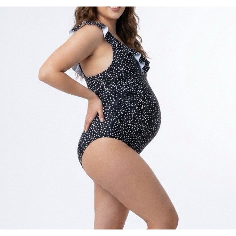 PinkBlush Ruffle Maternity One-Piece Swimsuit - Animal Print - Small